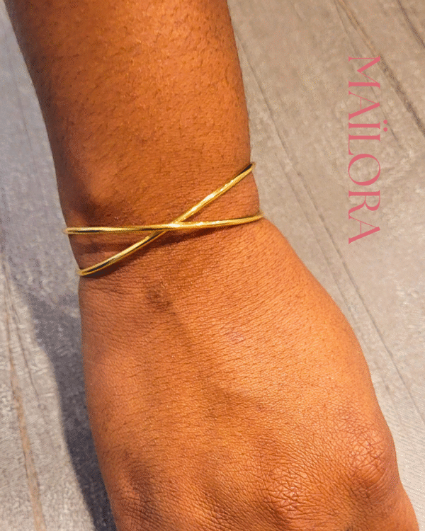 2 Bracelet Jonc "Entrelacs Dorés"